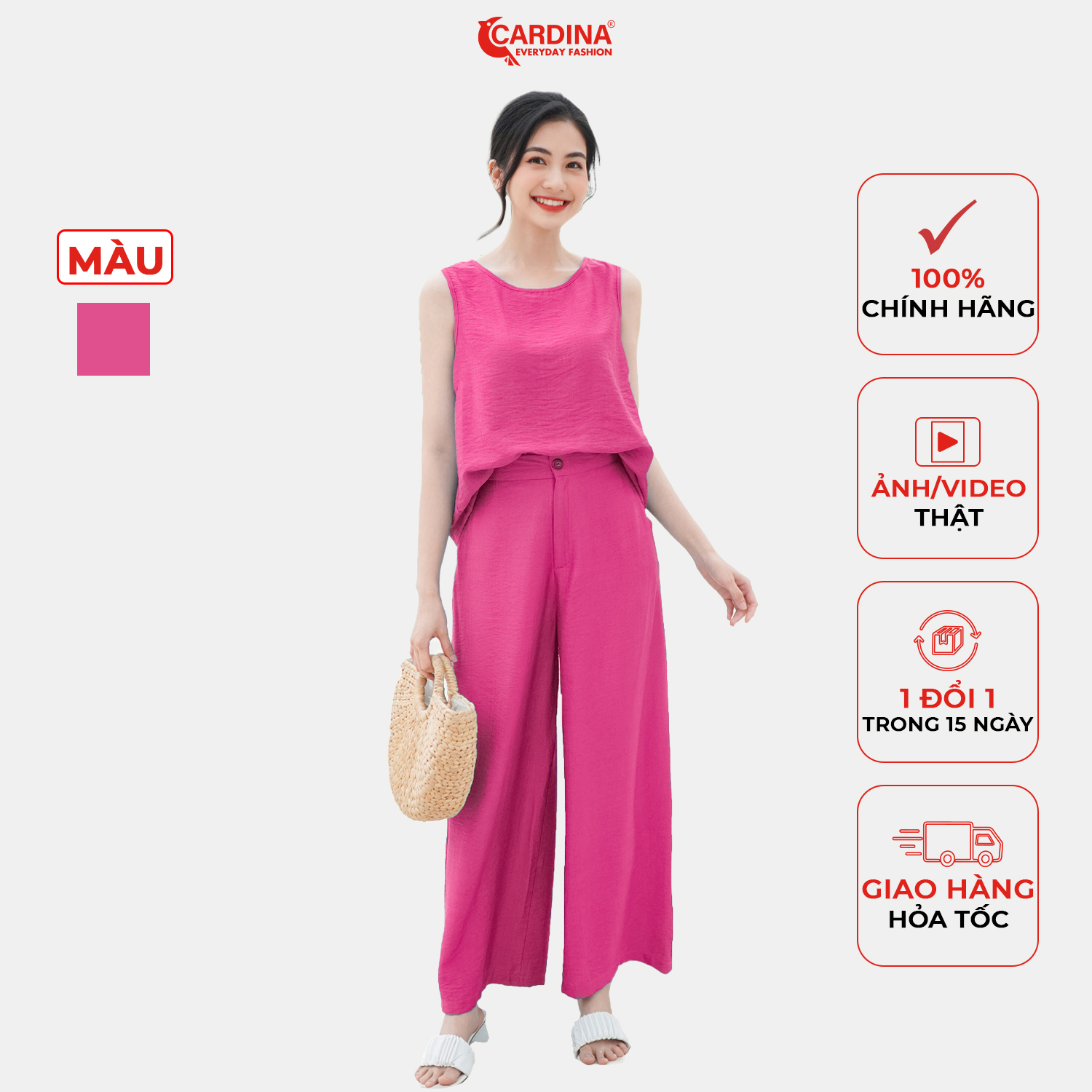 Đồ Bộ Nữ 𝐂𝐀𝐑𝐃𝐈𝐍𝐀 Chất Đũi Xước Cao Cấp Bộ Mặc Nhà Áo Sát Nách Quần Dài Màu Sắc Tinh Tế 2DF04