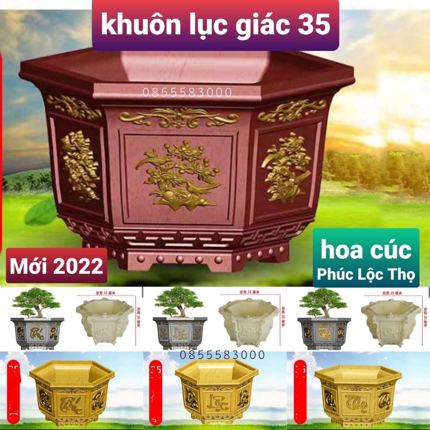 Khuôn đúc chậu cây cảnh lục giác 35
