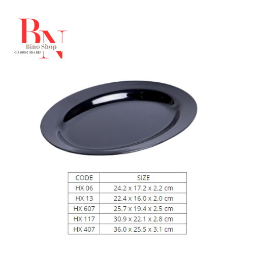 HCM Dĩa Nhựa Melamine Hạt Xoài Đen Bóng