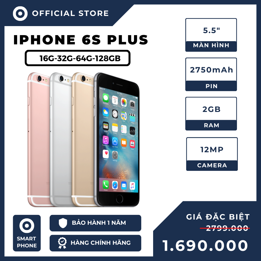 [MỚi 99,9%] Điện thoại iP 6S PLus- 64GB. Máy đẹp. Bảo hành dài. Cài sẵn ứng dụng