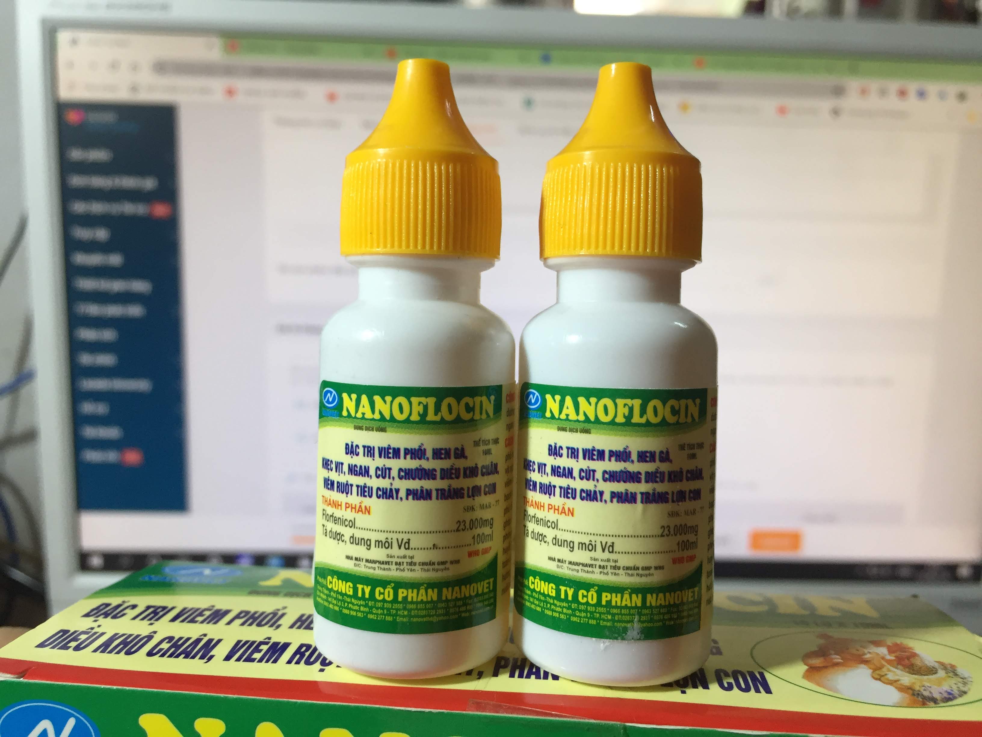 2 chai NANOFLOCIN cho gia súc gia cầm hen khẹc gà vịt 10 ml