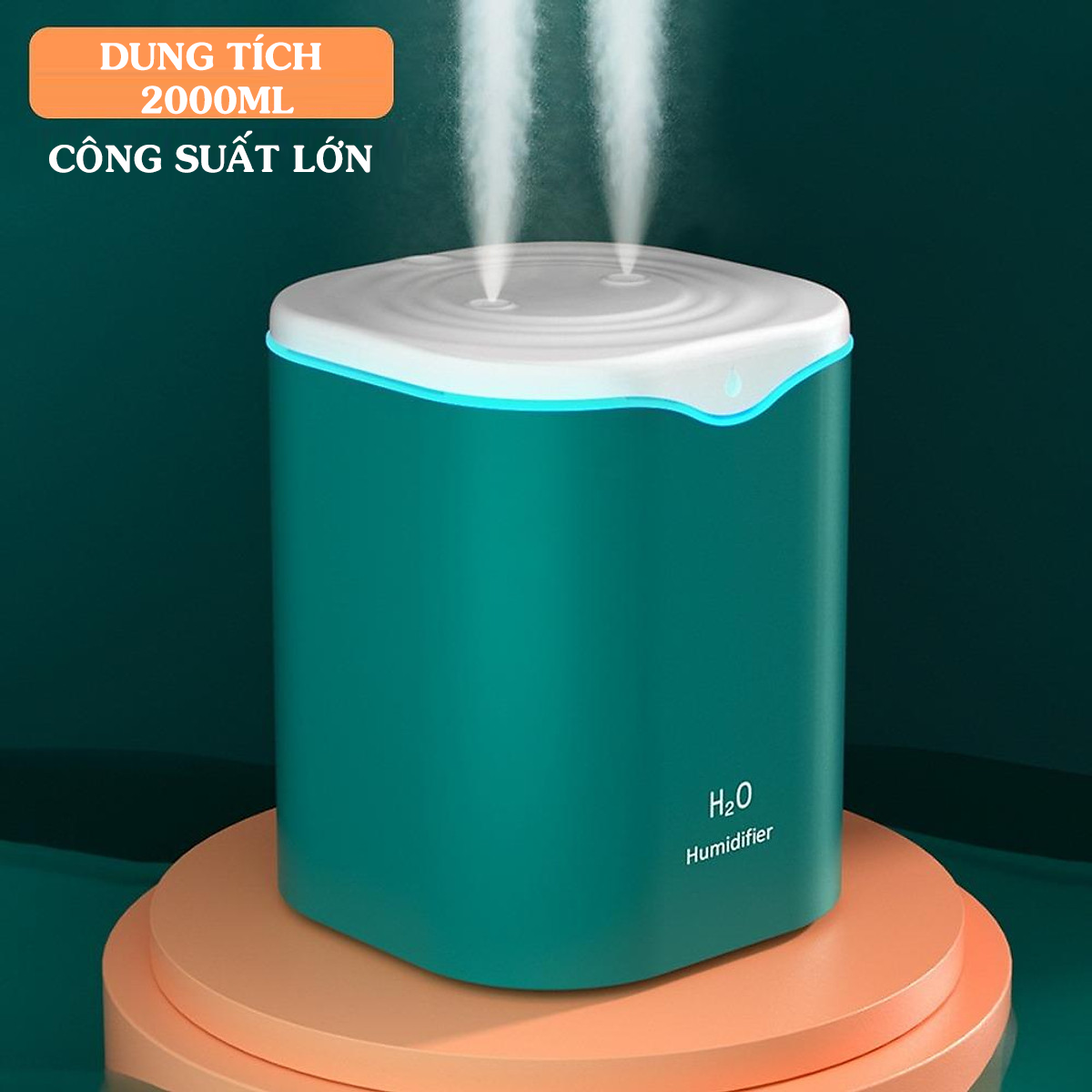 Máy Phun Sương Tạo Độ Ẩm 2000ml Tích Hợp Đèn Ngủ Tiện Dụng, Máy Siêu Âm Khuếch Tán Tinh Dầu 2 Vòi Phun 2 Chế Độ
