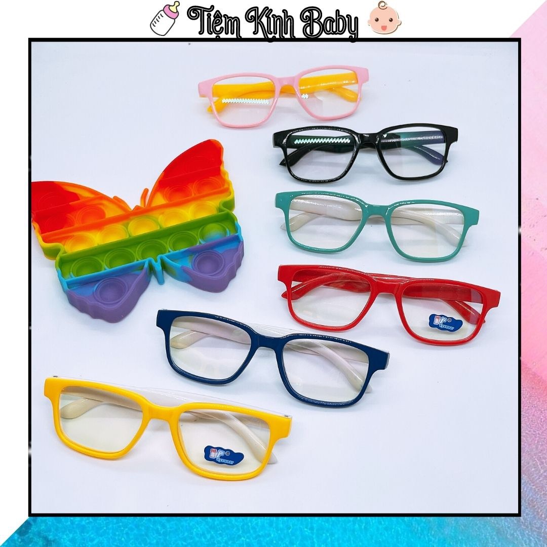 Kính gọng dẻo thời trang chống bụi - đi đêm cho bé, Gọng kính giả cận chống tia UV400 bảo vệ mắt tối ưu