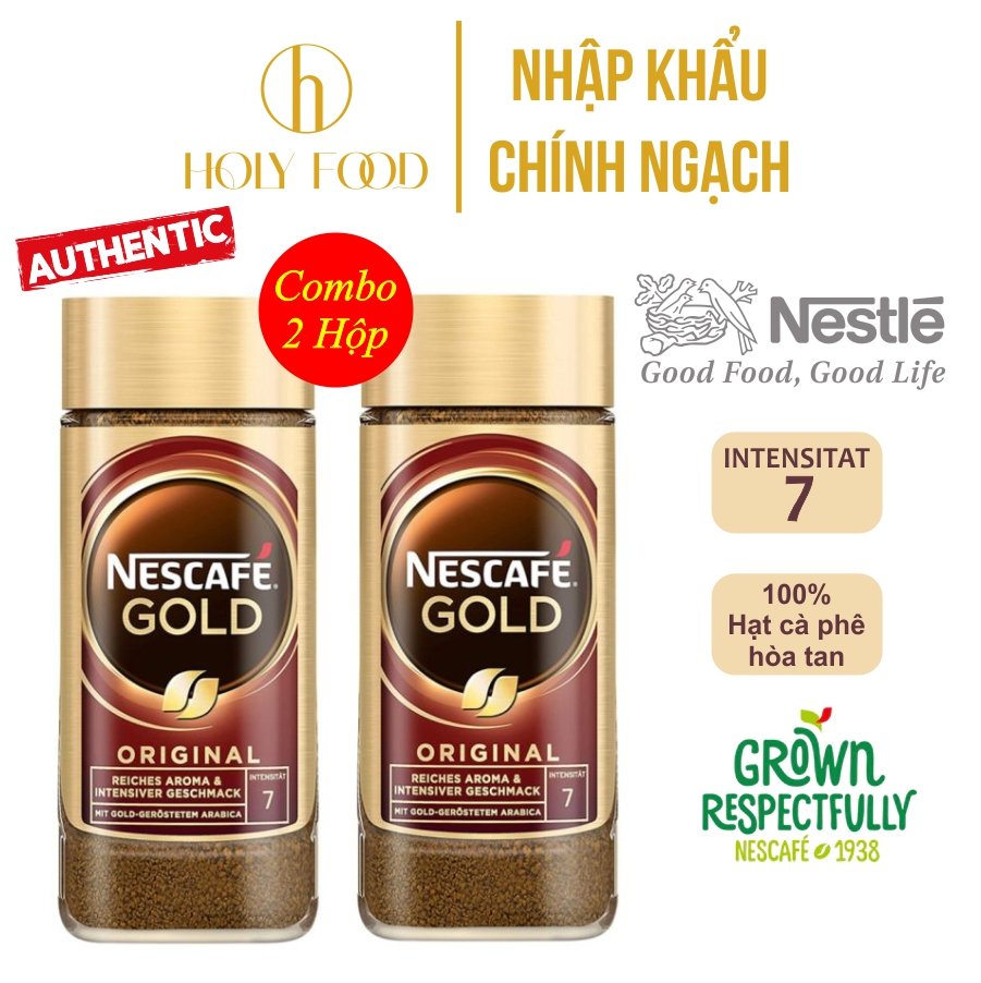 COMBO 2 HỦ Cà phê hòa tan cao cấp Nescafe Gold Blend 200gram Nhập Khẩu Châu Âu