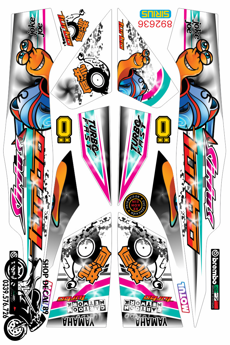 Tem Rời Sirius 50 & 110 MS 892636 MẪU ỐC SÊN - Tem chế 3 lớp cao cấp - Dán sirius xăng cơ