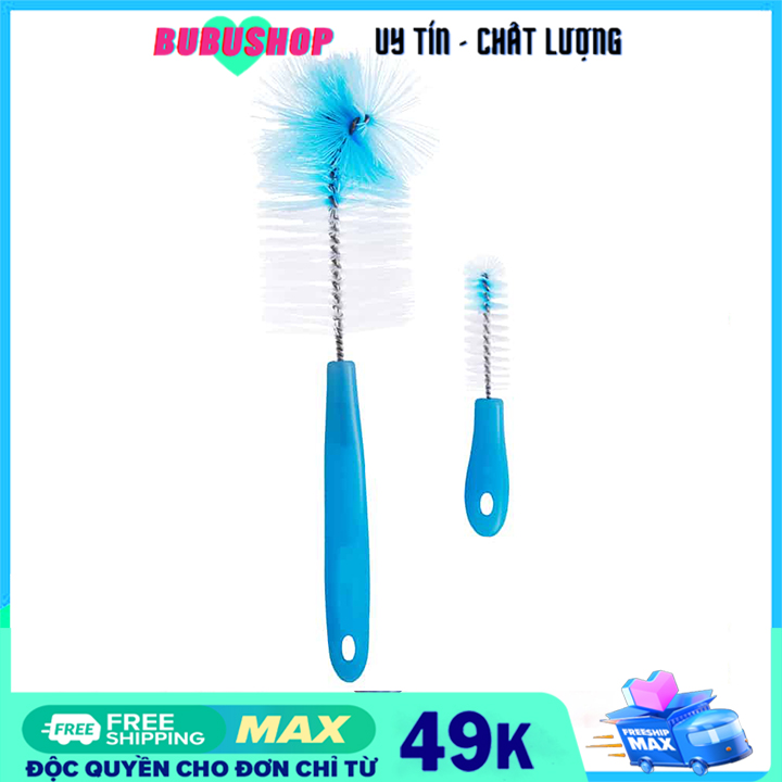Bộ 2 cây cọ bình sữa loại tốt 1 cọ thân bình + cọ núm ti
