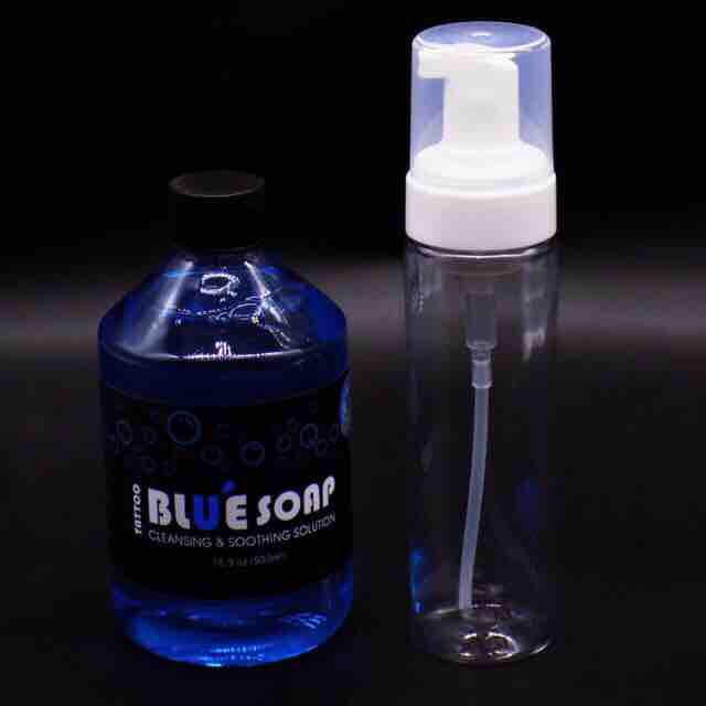 Cặp chai tạo bọt và dung dịch vệ sinh bluesoap chai to 500ml