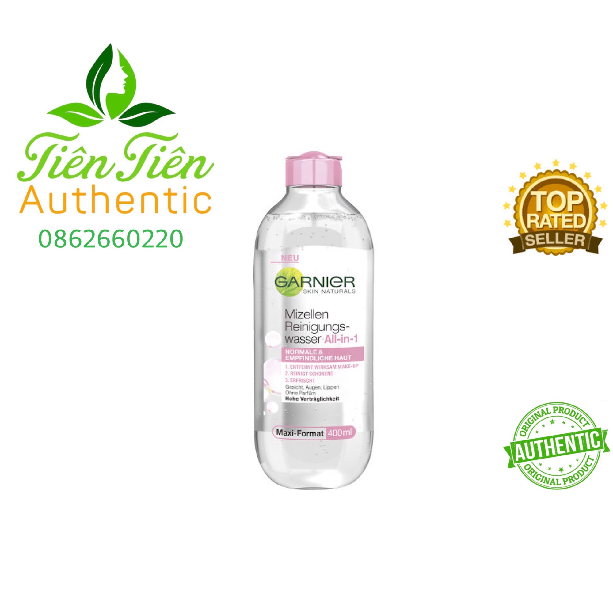 TẨY TRANG GARNIER HỒNG NHẠT CHO MỌI LOẠI DA 400ML