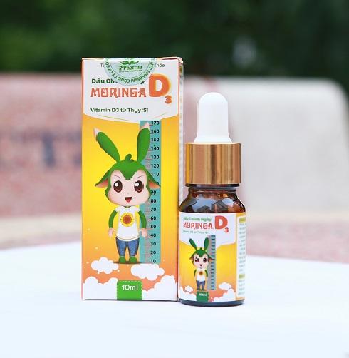 Dầu chùm ngây MORINGA D3 - Bổ sung Vitamin D3 giúp tăng chiều cao, chống còi xương cho trẻ nhỏ và trẻ sơ sinh - Lọ 10ml