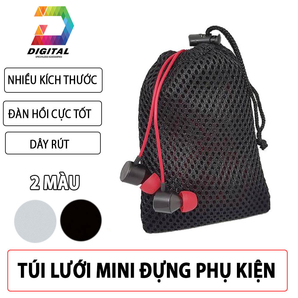 Túi Lưới Đựng Pin Dự Phòng, Tai Nghe, Cáp Sạc Thoáng Khí