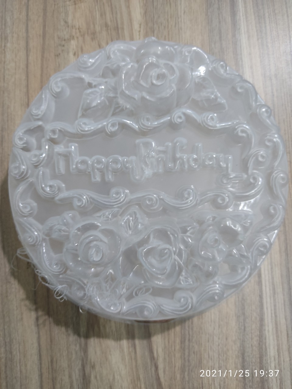 KHUÔN RAU CÂU NHỰA VĨNH TƯỜNG HÌNH HAPPY BIRTHDAY HÌNH TRÒN SIZE LỚN  24 CM  x CAO 7,5 CM