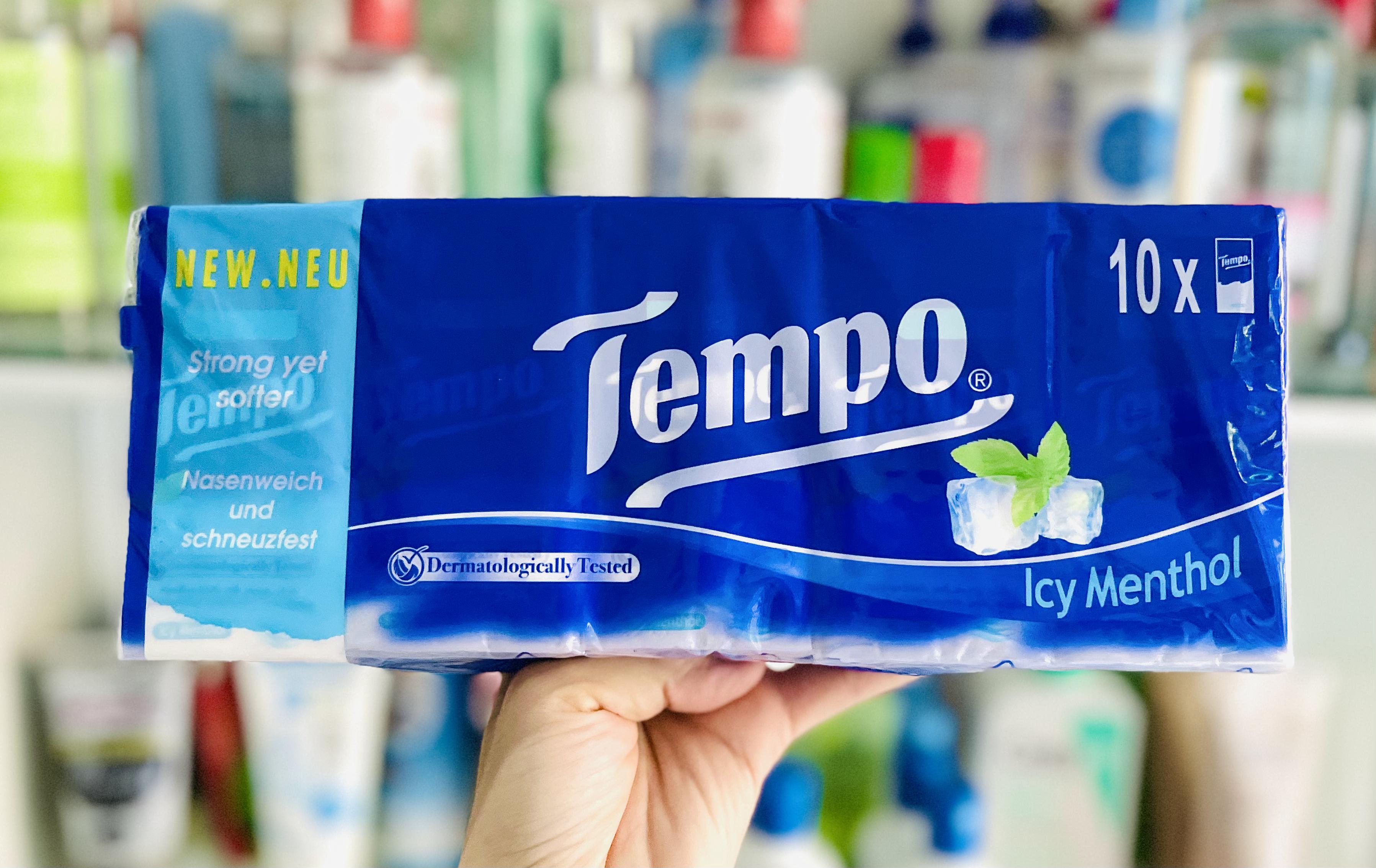 Lốc 10 gói khăn giấy bỏ túi Tempo hương bạc hà