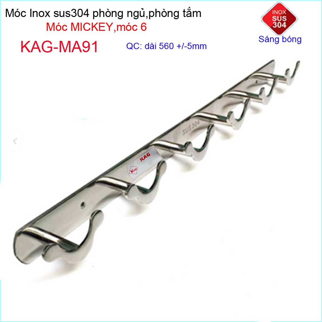 [HCM]Móc mickey treo quần áo inox 304 cao cấp dày móc Inox Kace 6 móc treo đồ nhà tắm KAG-MA91