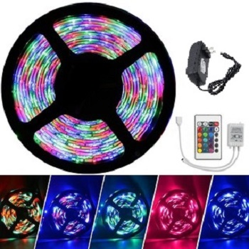 Đèn led 5m không thấm nước 3528 rgb + nguồn + remote