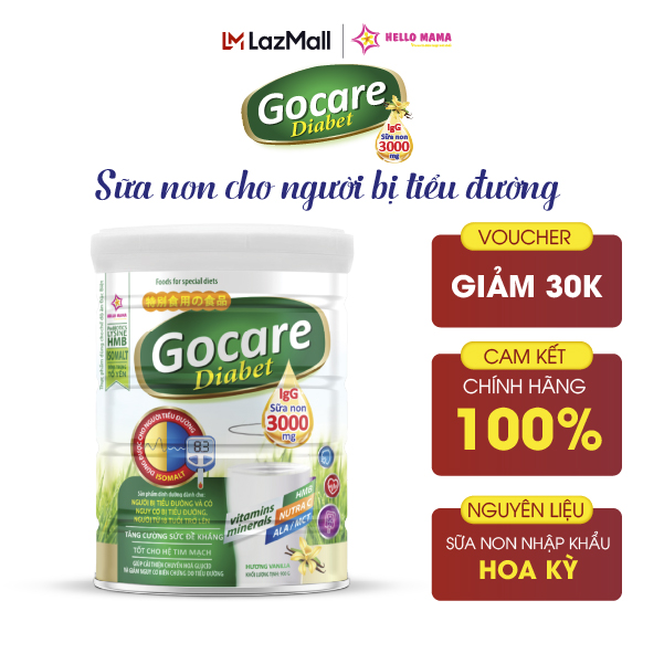 Sữa non Gocare Diabet cho người bệnh Tiểu Đường kiêng khem thiếu chất giúp ổn định đường huyết Hộp 900G