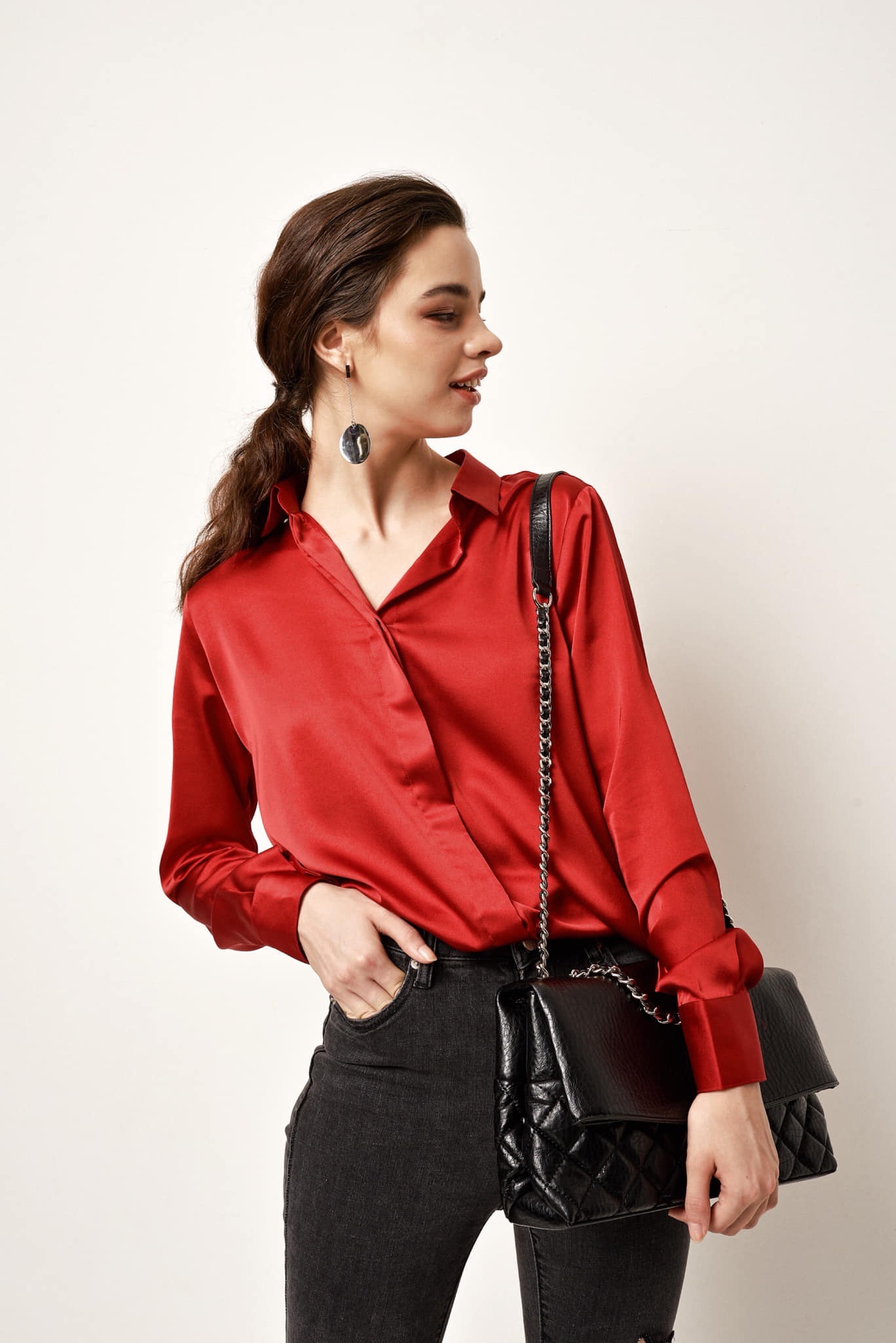 Áo Sơ Mi Công Sơ/ Sơ mi basic/sơ mi phi lụa/sơ mi form rộng