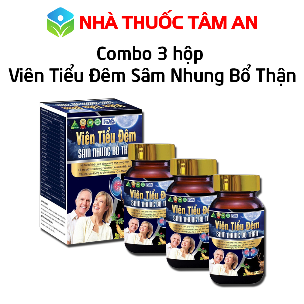 Combo 3 hộp viên tiểu đêm sâm nhung bổ thận giúp bổ thận, giảm tiểu đêm, tiểu nhiều lần, tiểu không tự chủ - Chai 30 viên