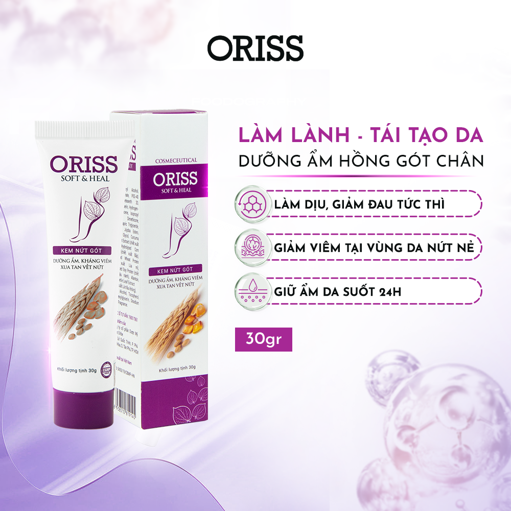 Kem nứt gót oriss dưỡng ẩm, giảm đau & làm lành nhanh vùng nứt gót chân - tuýp 30g