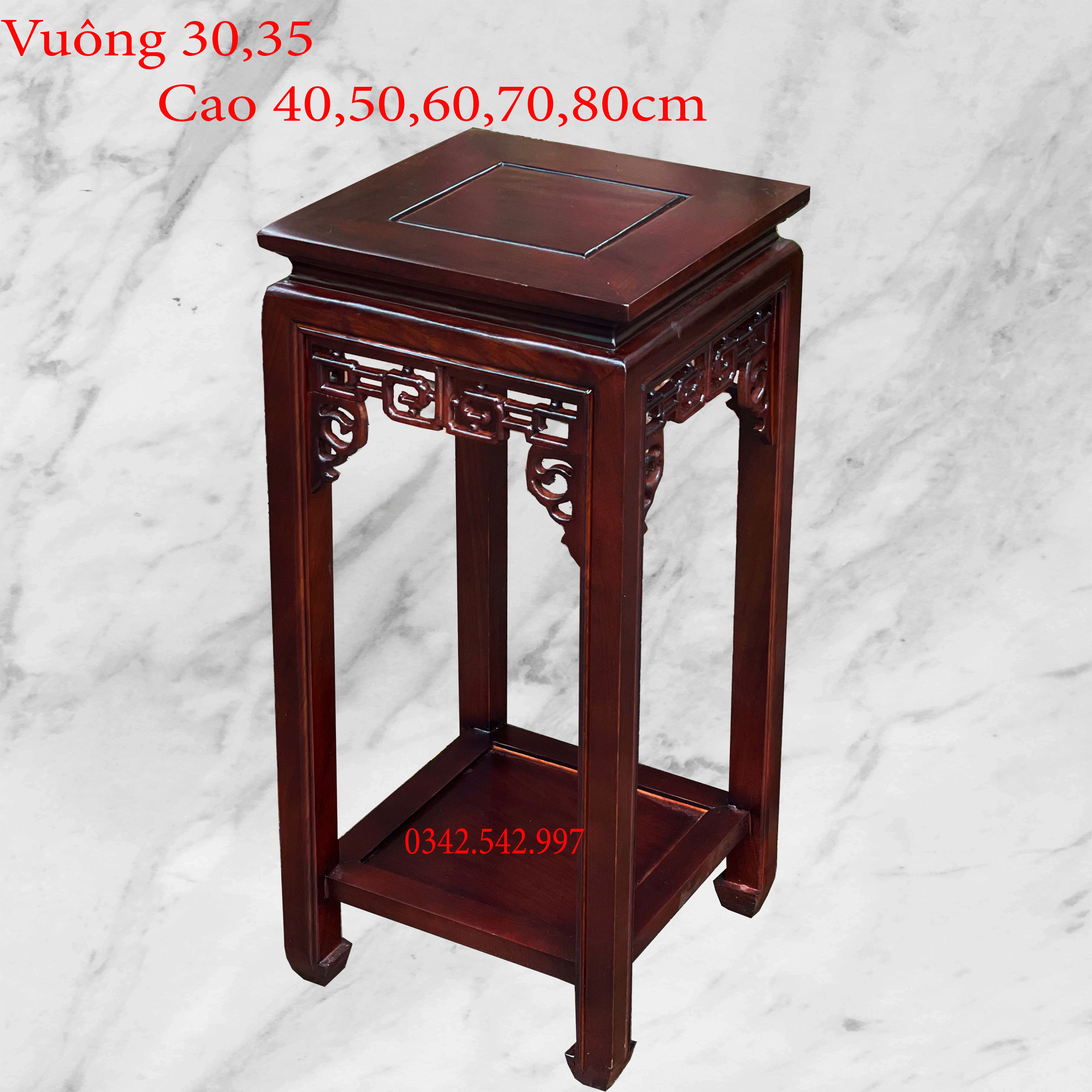 Đôn vuông chiện bày đồ giá rẻ phòng khách gỗ lim cao 40,50,60,70,80cm