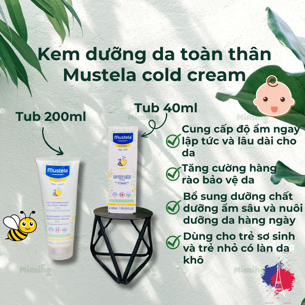 Kem dưỡng ẩm Mustela Cold Cream 40ml bảo vệ và dưỡng da bé dùng được từ sơ sinh, cho da bé mềm mịn - Mimi HG Shop