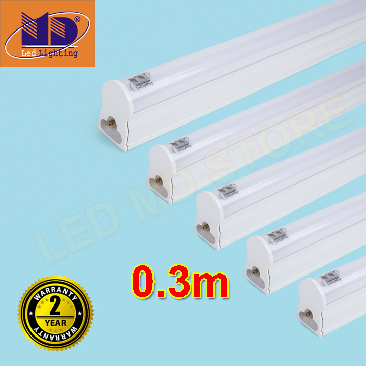 Bộ 5 đèn tuyp led liền máng T5 4W dài 0.3m ánh sáng vàng