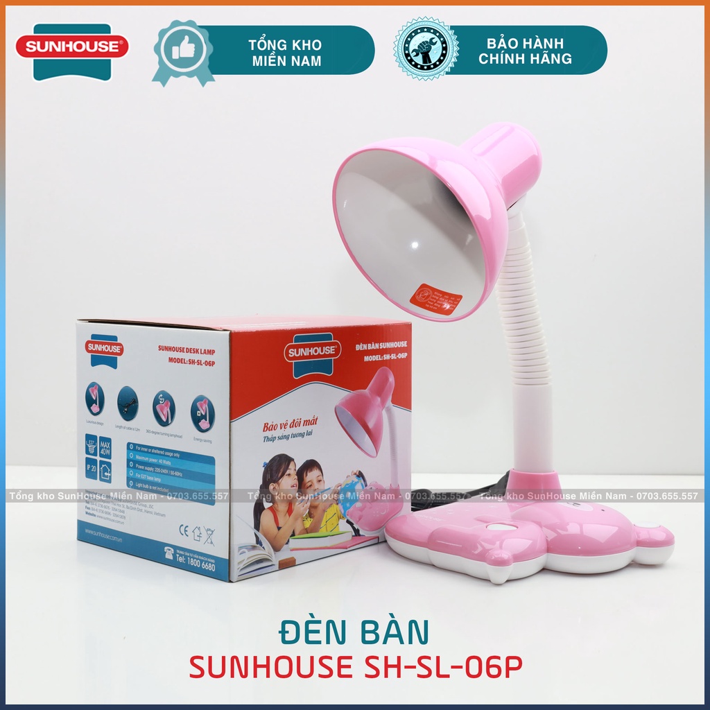 Đèn học để bàn chống cận sunhouse sh-sl-06p - fullbox - tặng bóng đèn sunhouse chính hãng