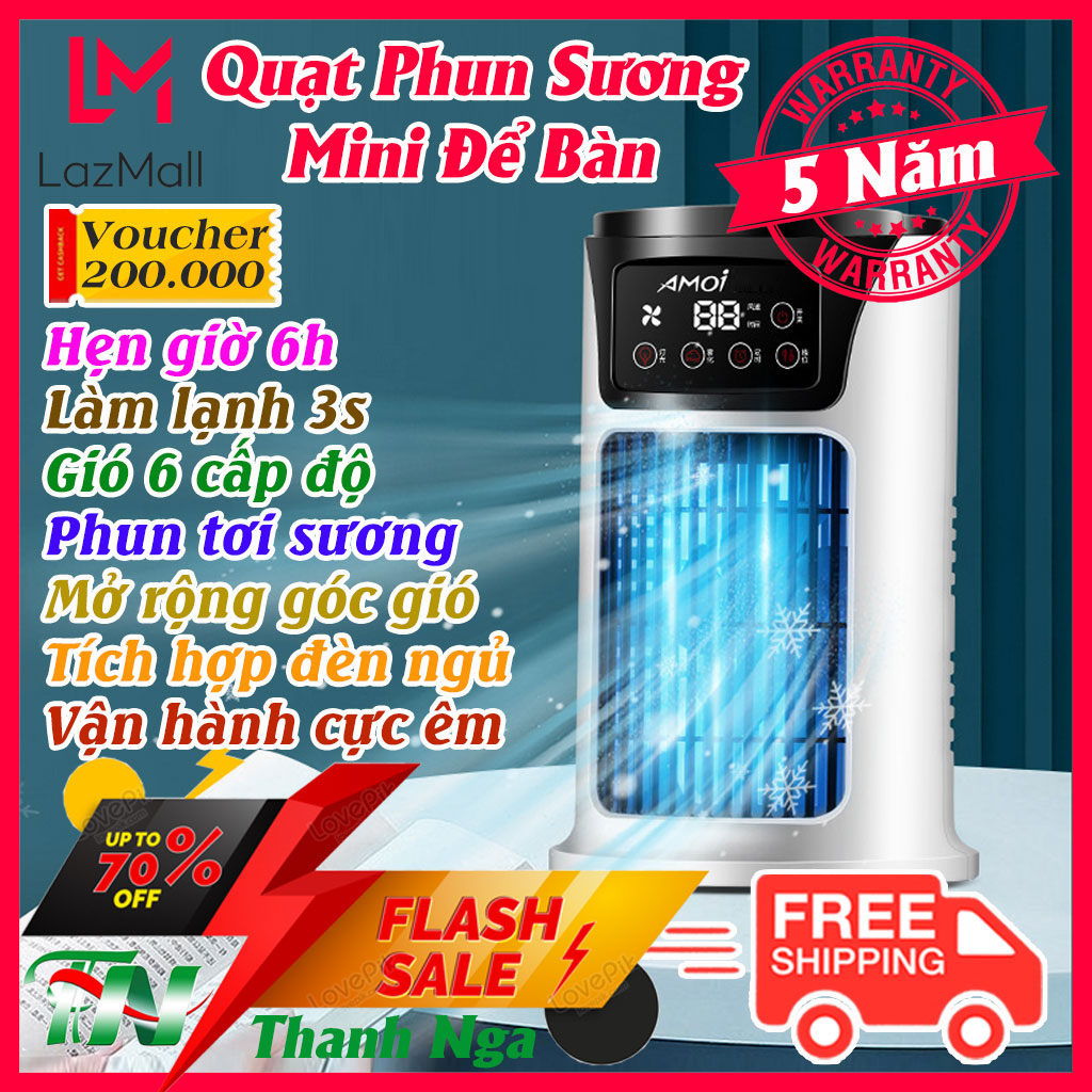 Quạt phun sương mini, quạt hơi nước làm lạnh, quạt điều hoà hơi nước để bàn giá rẻ làm mát cực nhanh