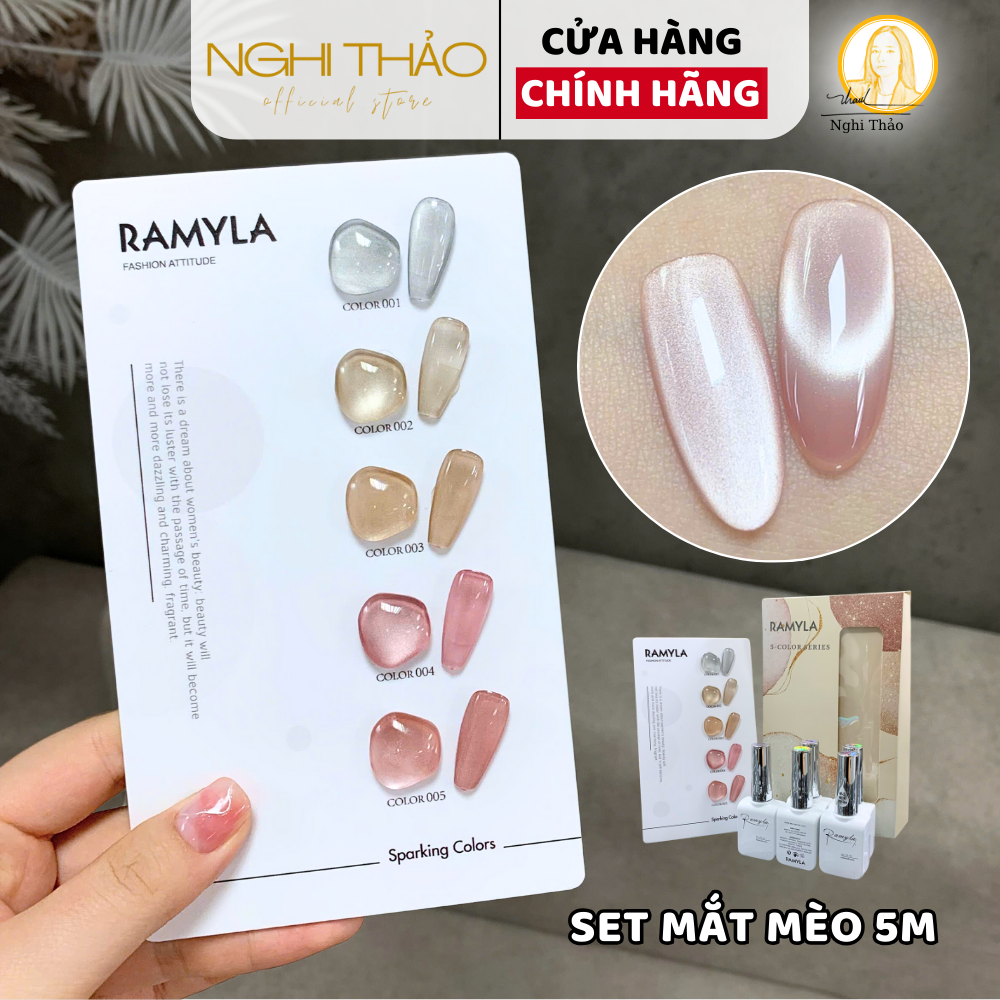 Set sơn gel mắt mèo ánh trăng cực quang RAMYLA 5 màu NGHI THẢO
