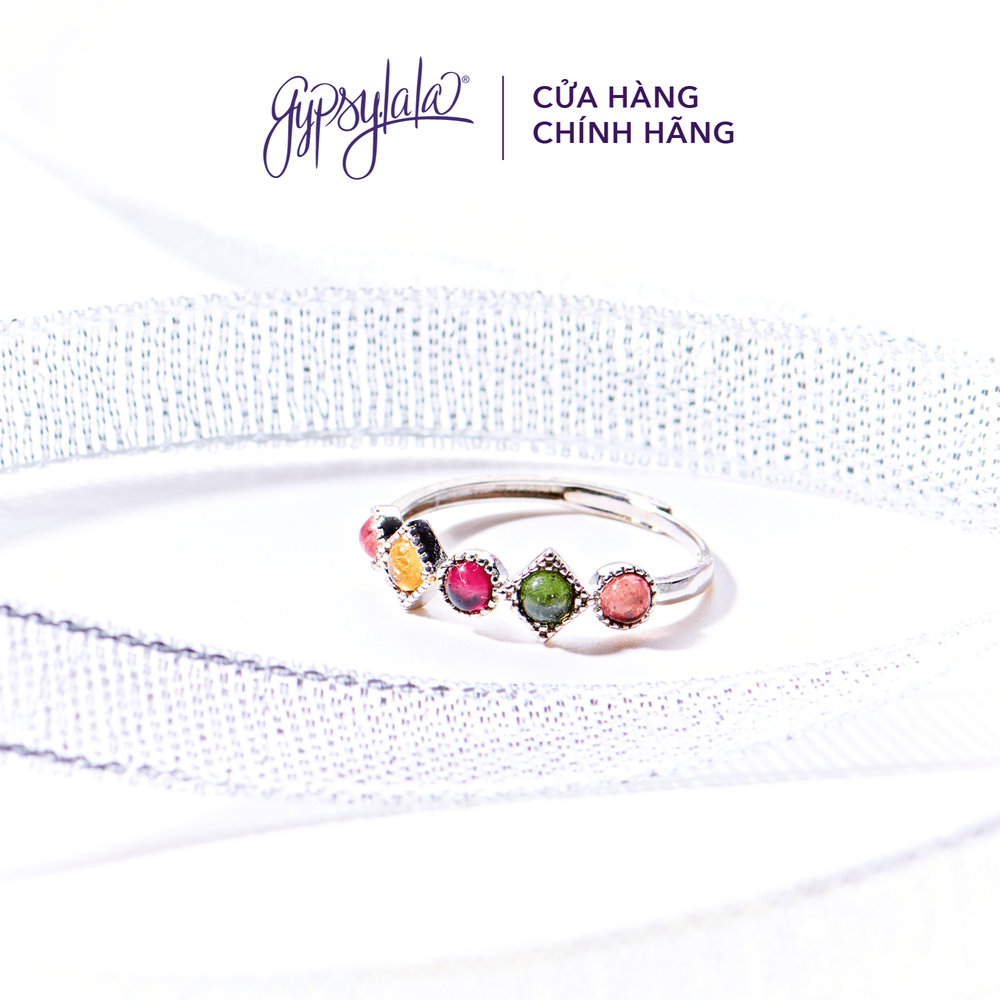 Nhẫn bạc joyful đá tourmaline thiên nhiên nhiều màu sp005079 gypsy.lala