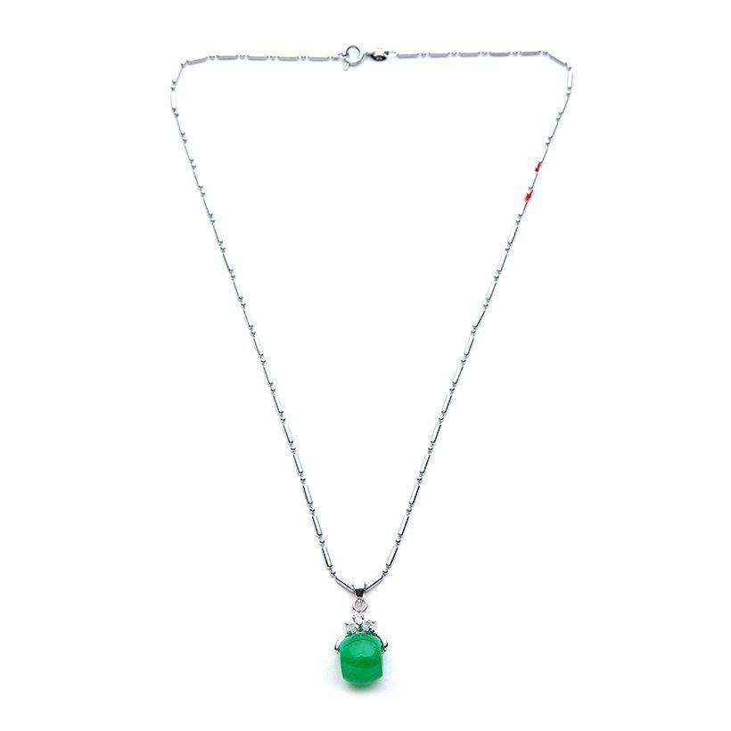 Mặt đá xanh lá cây, hình nhẫn, tặng kèm dây đeo 20cm