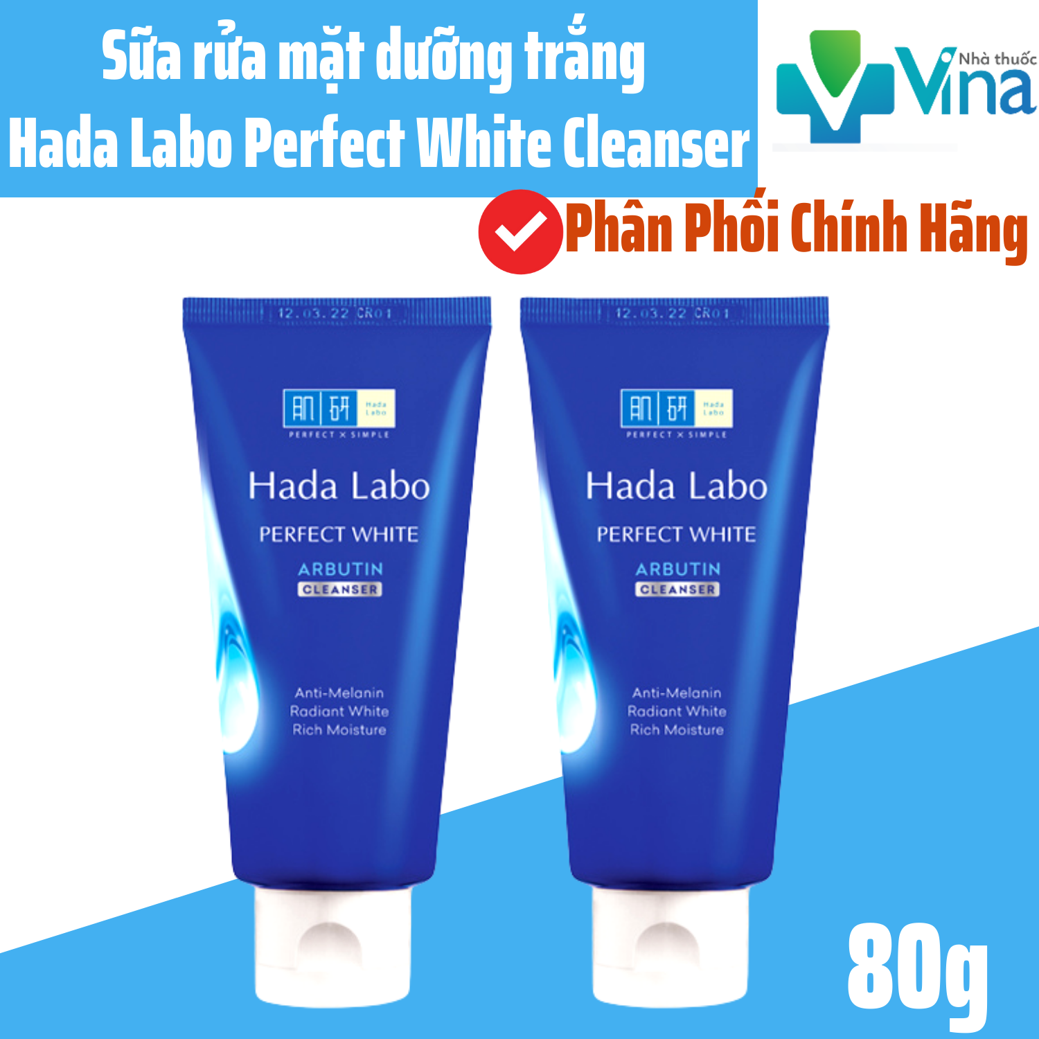[HCM]Hada Labo Perfect White Arbutin Cleanser – Kem Rửa Mặt Hada Labo Trắng Hoàn Hảo