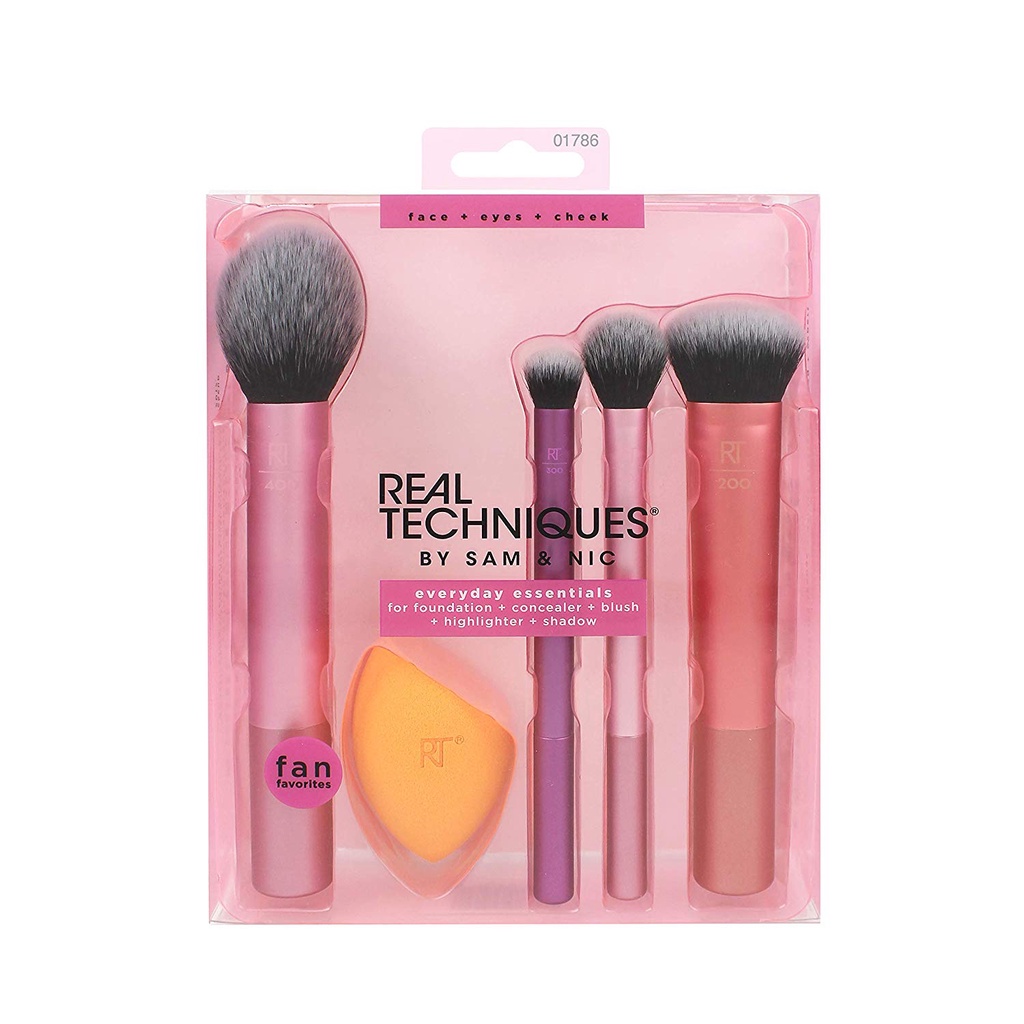 Bộ cọ trang điểm real techniques 5 món kèm mút tán cho lớp nền hoàn hảo