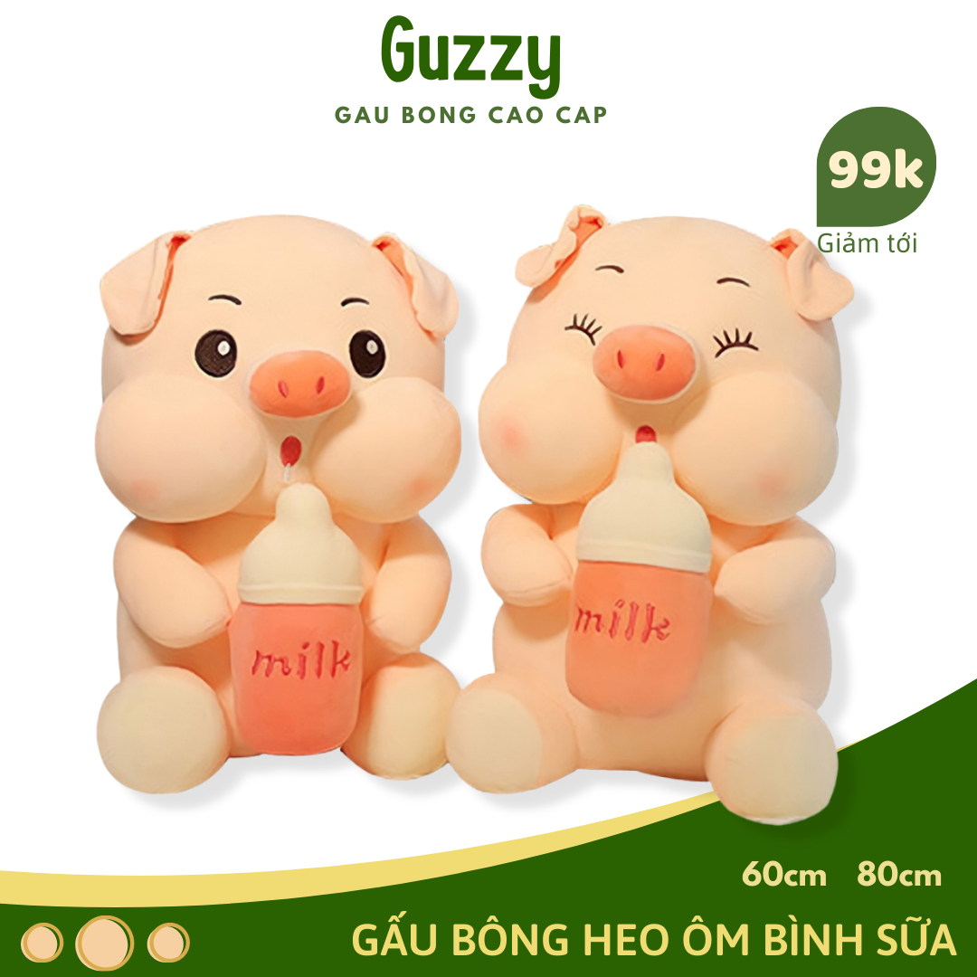 Gấu bông heo ôm bình sữa lợn bú bình mẫu thú nhồi bông siêu hot hit hàng cao cấp