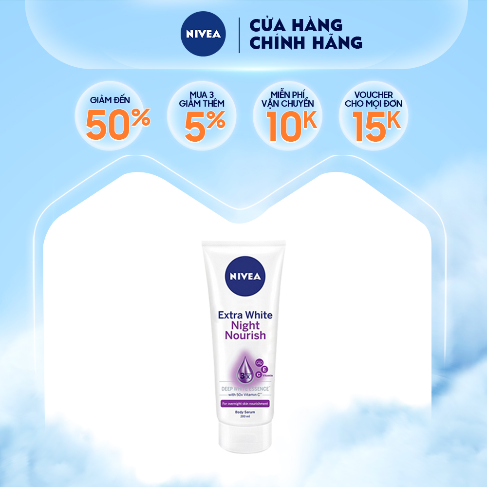 Serum dưỡng trắng da Nivea, giúp săn chắc da, dưỡng ẩm ban đêm 200ml - 89122