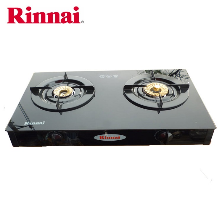 Bếp gas 6 tấc Rinnai RV-6 Double Glass , Chén đồng có đầu hâm tiết kiệm gas