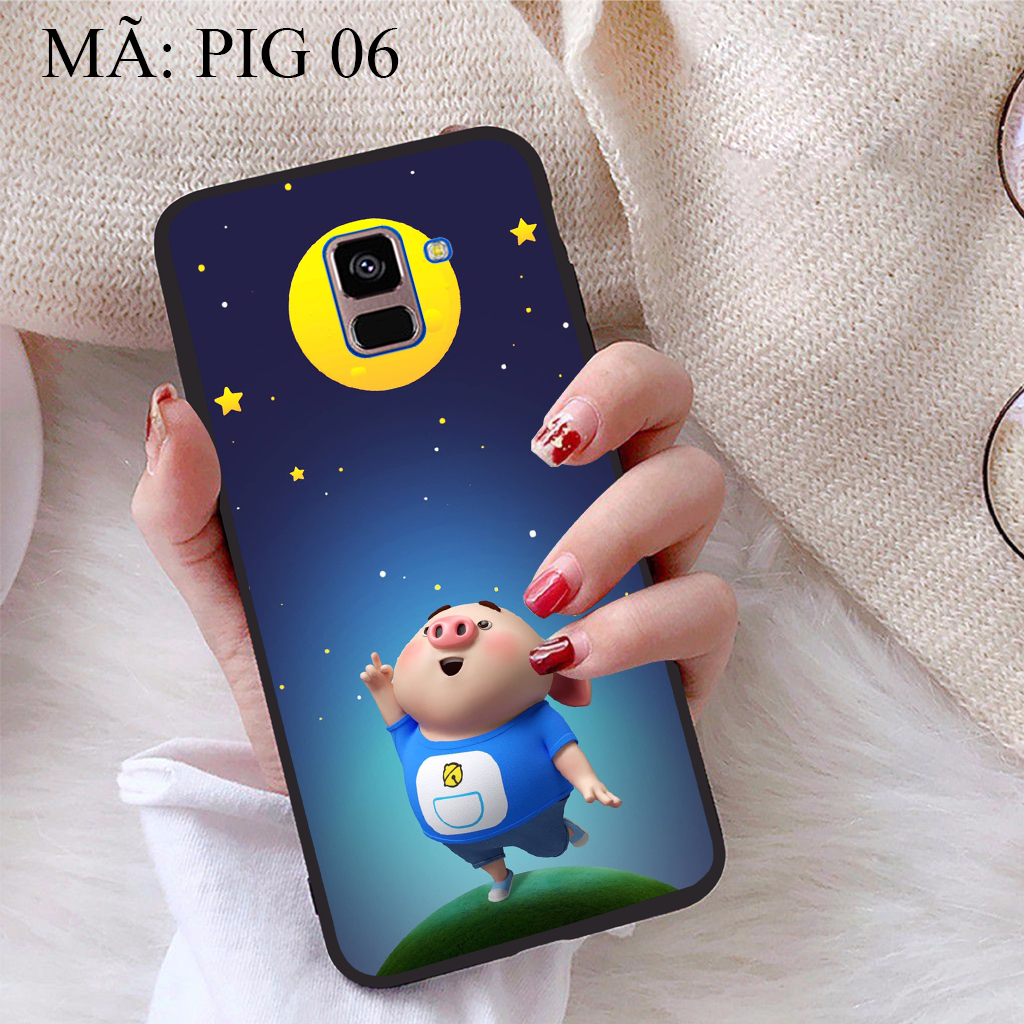 Ốp lưng Samsung A8 Plus 2018 viền dẻo TPU BST Pig Cute