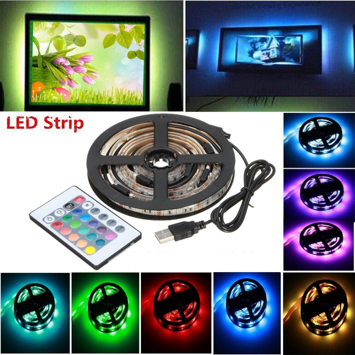 Đèn Led dây siêu sáng RGB 5050 chống nước nguồn 5v ( pin sạc dự phòng ,cổng usb..) có remote (5m)