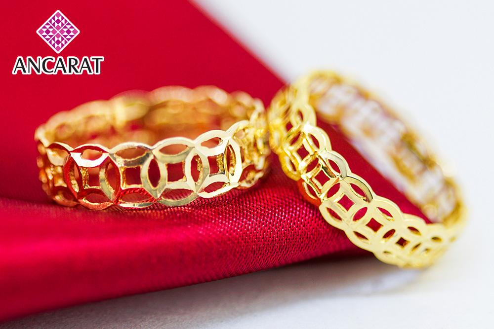 Nhẫn Kim Tiền Tài Vượng Mạ Vàng Non 24K