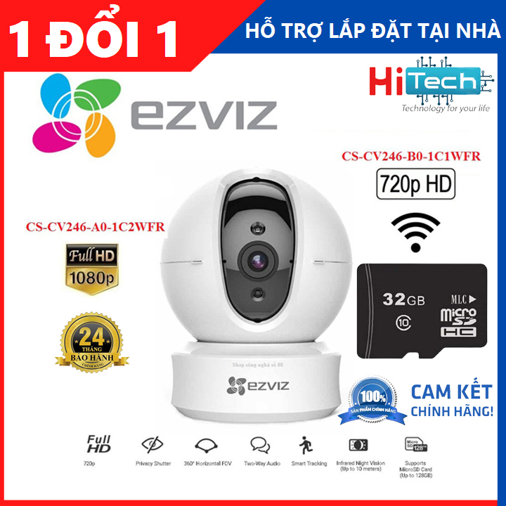 Camera wifi , camera không dây xoay 360 độ EZVIZ CMR CS-CV246 720P , camera phát hiện chuyển động