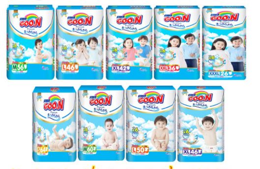 Tã dán/quần goon premium size nb70/s64/m60/l50/xl46-m56/l46/xl42/xxl36/xxxl26