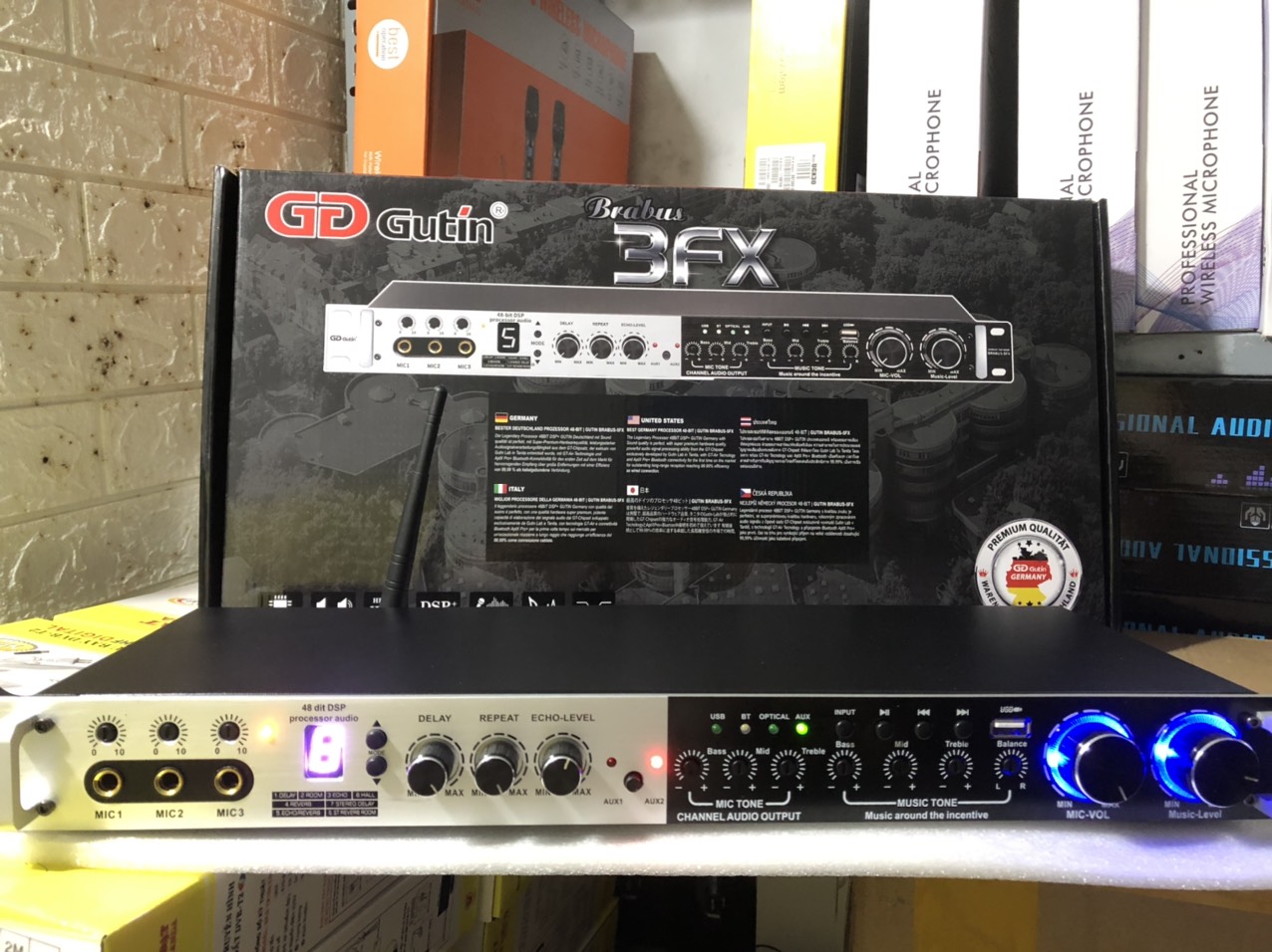 Vang cơ lai số GD Gutin Brabus 3FX chống hú , có cổng quang , blutooth , usb ,,, + tặng 2 dây canon