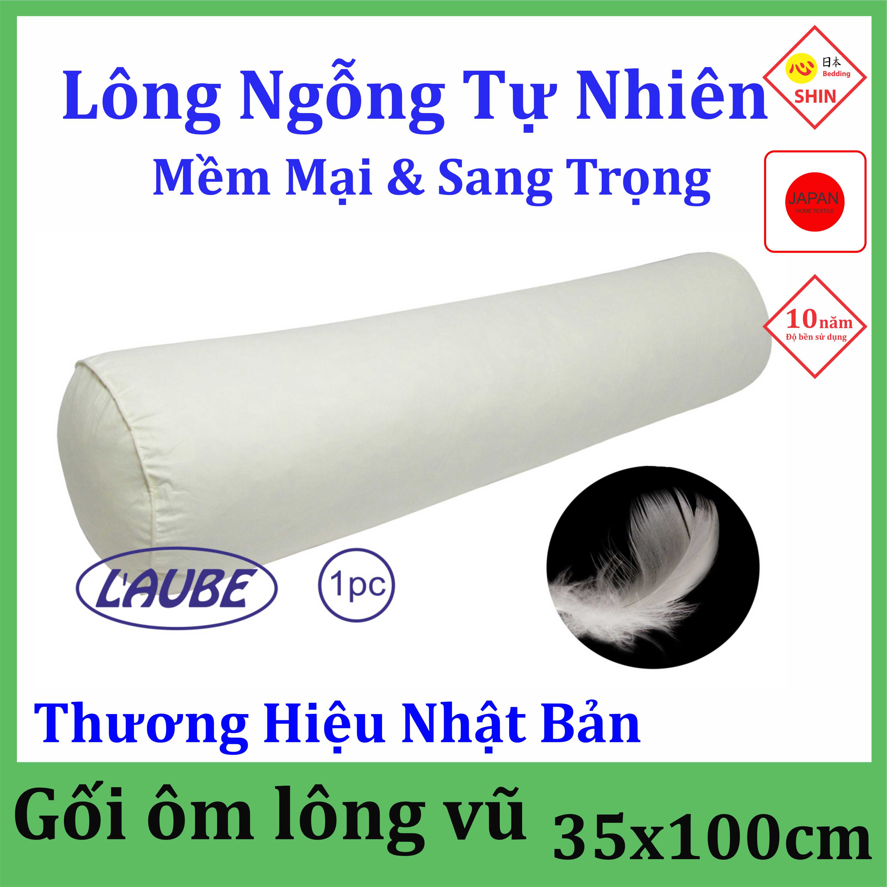 Gối ôm lông vũ lông ngỗng laube Feather 35X100cm