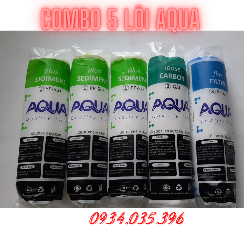 COMBO 6 LÕI LỌC AQUA 10IN (GỒM 4 LÕI 1+1 LÕI 2+ 1 LÕI 3).DÙNG ĐƯỢC CHO TẤT CẢ MÁY LỌC CÓ LY 10IN.