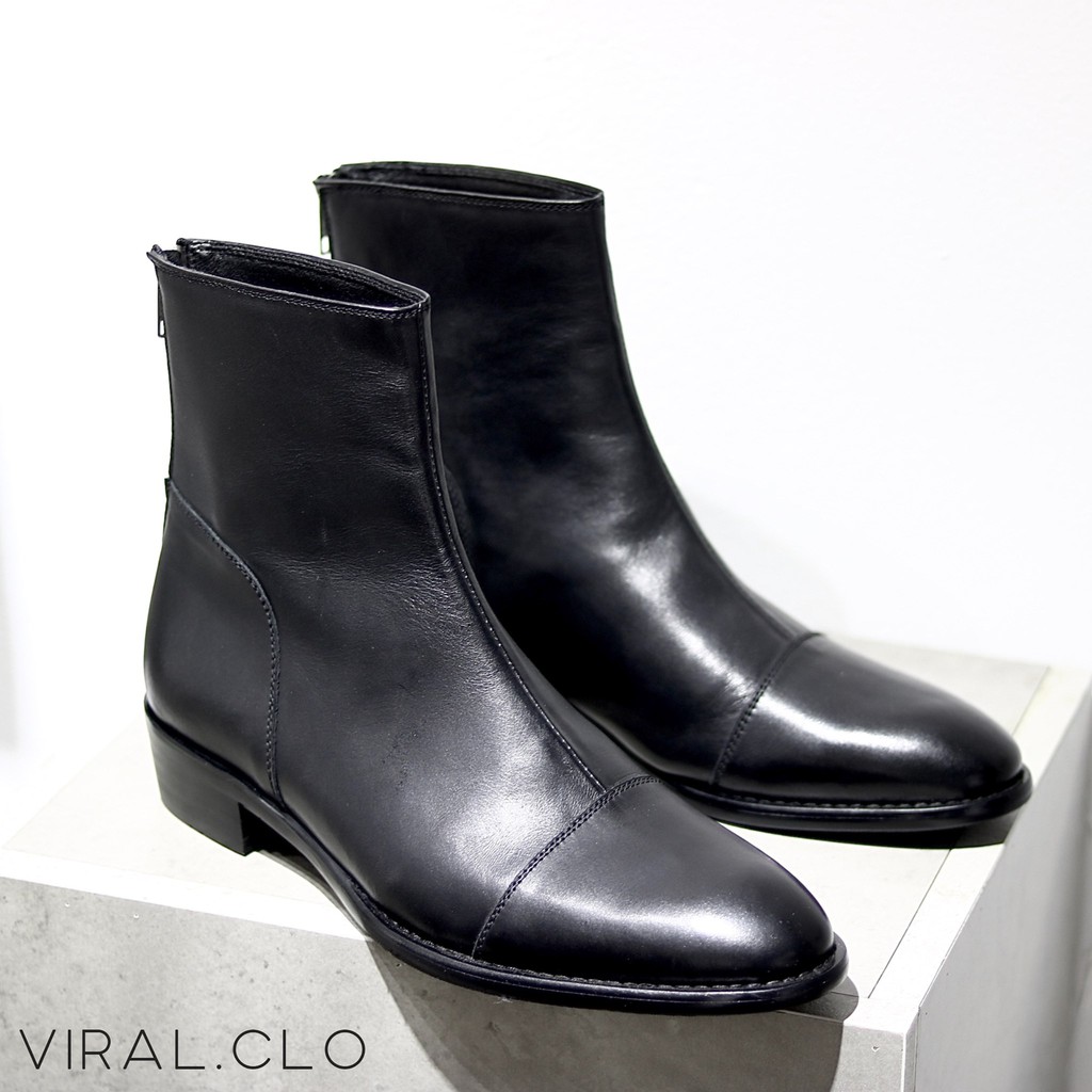 Giày nam chelsea boost zip da bò đế phíp gỗ cao cấp bảo hành 12 tháng.