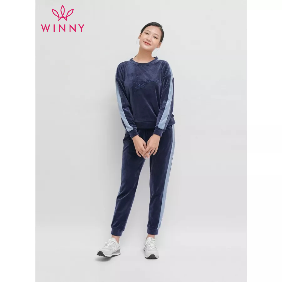 Winny - bộ đồ nhung tay dài quần dài mặc nhà họa tiết trơn 1mnnh22518d