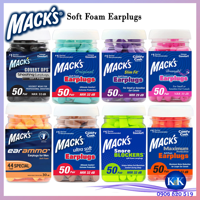K&K ✾ MỘT ĐÔI NÚT BỊT TAI CHỐNG ỒN MACK'S ULTRA SOFT KÈM HỘP ĐỰNG