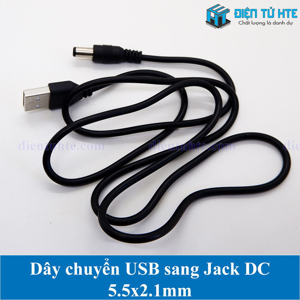 D&acirc;y chuyển usb sang jack dc 5.5x2.1mm 5v