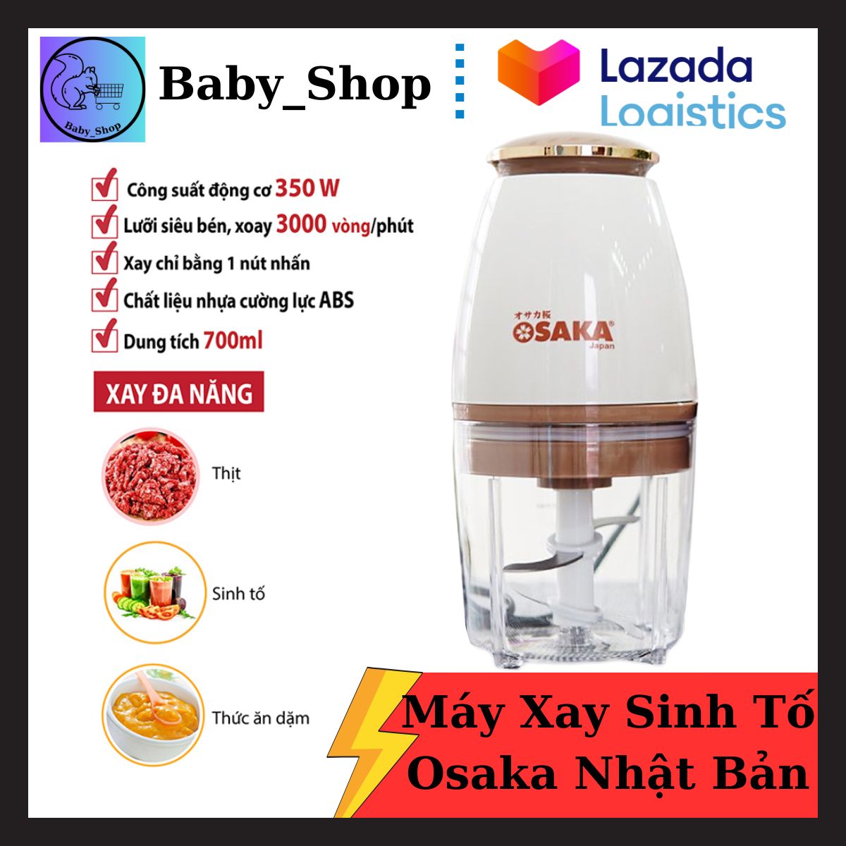 Máy xay sinh tố osaka, máy xay sinh tố đa năng osaka. Máy Xay Sinh Tố Đa Năng OSAKA 750ml - máy xay thịt đa năng, máy xay osaka nắp đồng cao cấp.