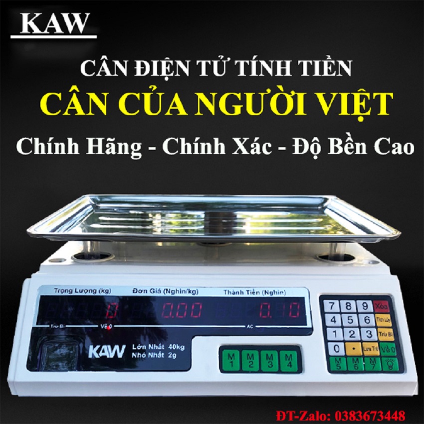 Cân Điện Tử Tự Tính Tiền Sạc Pin 40Kg KAW Bản Tiếng Việt, Can Dien Tu Bep, Cân Sanity, Cân Điện Tử Sức Khỏe - MẪU CHỌN LỌC, Cân điện tử tính tiền 40kg Bán Thịt Cá