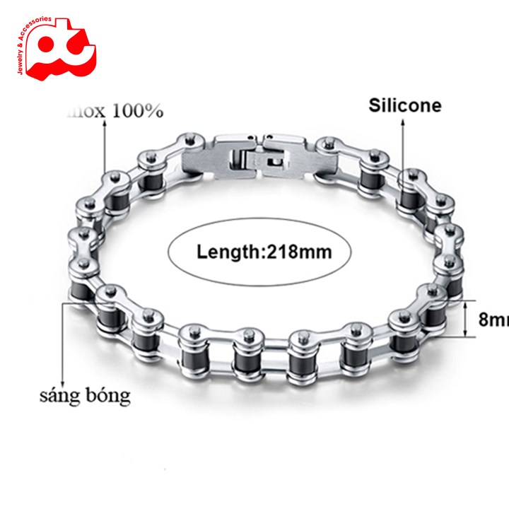 Lắc tay inox nam cá tính tại HCM cao cấp bảo hành không đen màu trắng trangsucpt thép không gỉ PTLTNA66